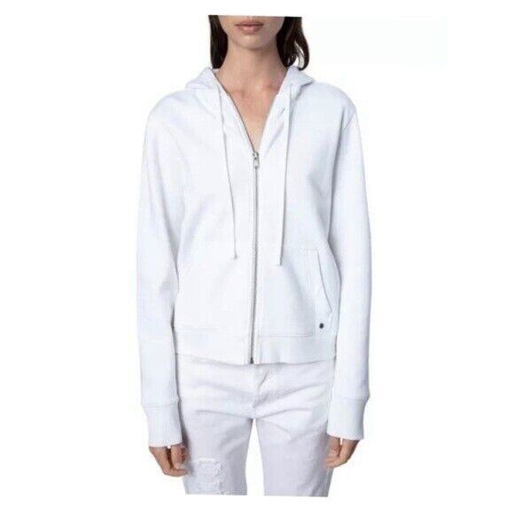 Zadig & Voltaire White Comfy Gradient Love Strass Zip Up Hooded Sweatshirt S - Picture 1 of 9